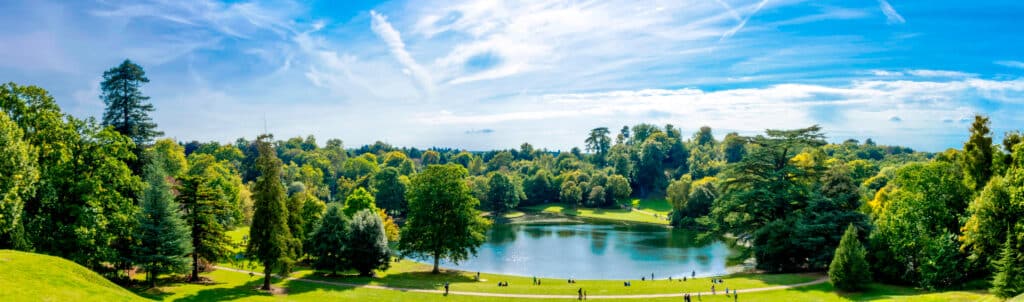 Panorama of Claremont lake in Esher, Surrey, United Kingdom