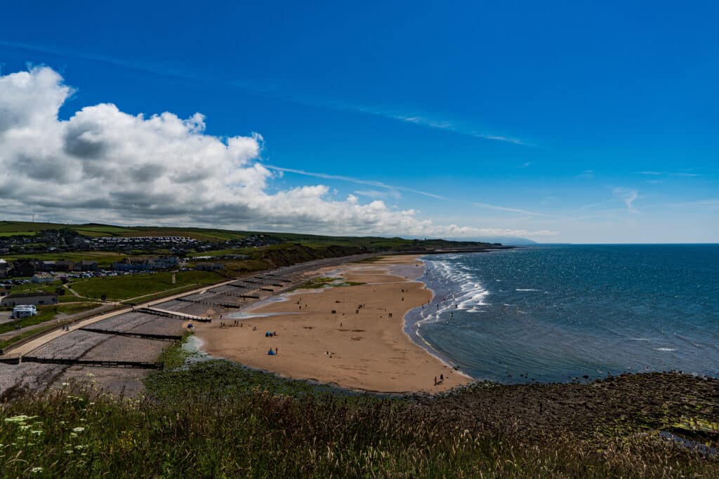 A veiw of the beach at St Bees in Cumbria England on a summers day