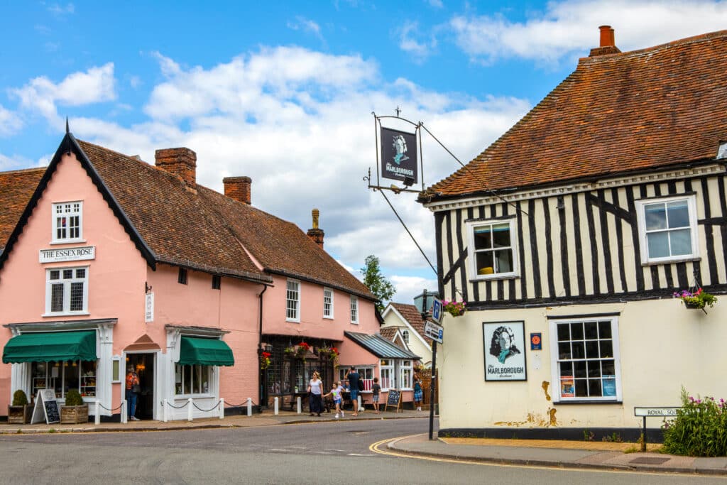 A view of the High Street in the beautiful village of Dedham in Essex, UK
