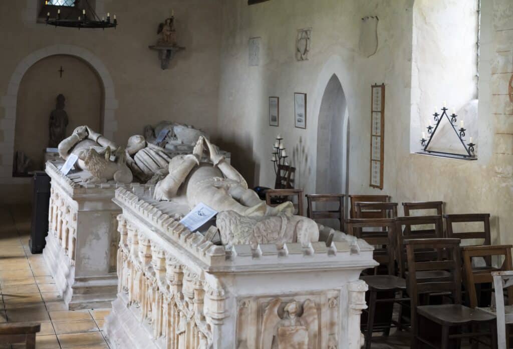 Detail from the interior of the St Stephen's Chapel. Three magnificent tombstones topped with lying and praying life size carved alabaster figures of the Earls of Oxford.