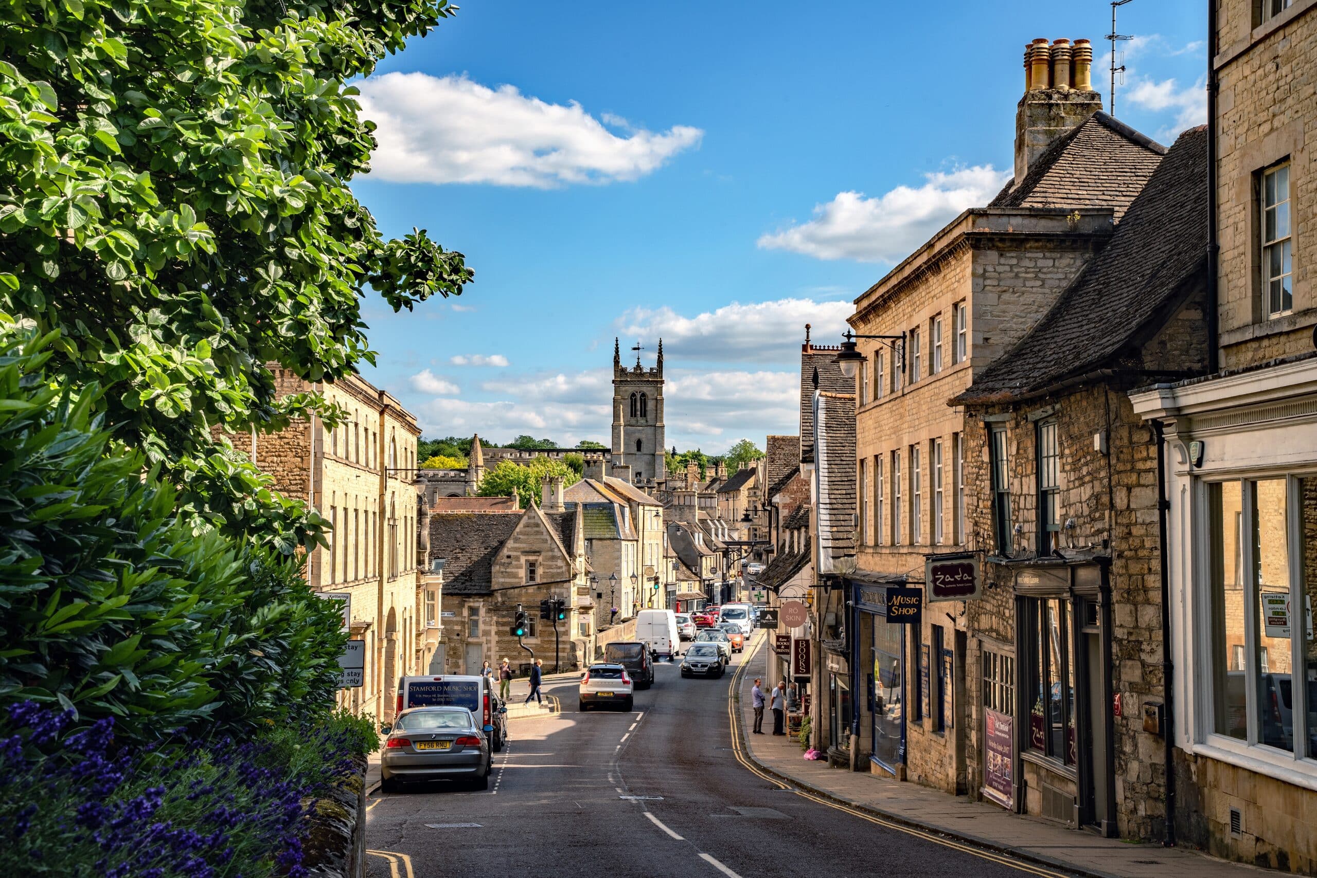 A view down St Marys Hill in Stamford, Lincolnshire, England
