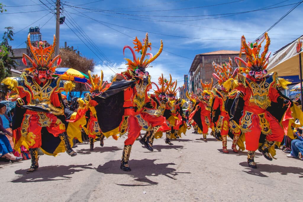 Festivity of the Virgin of the Candelaria, dancing devils, Puno - Peru.