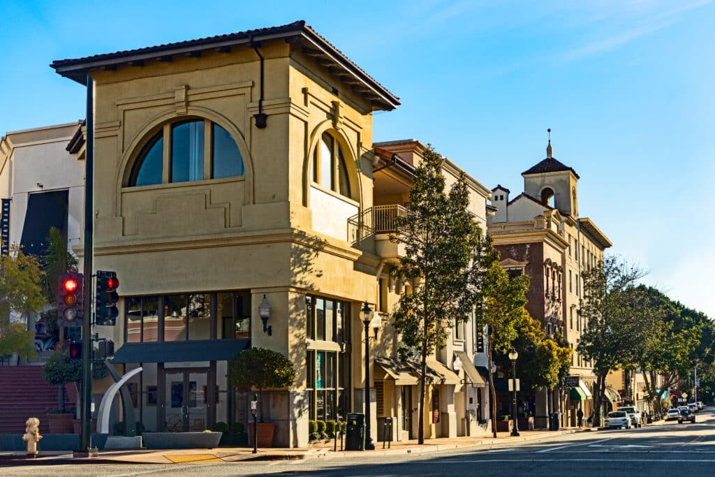 SAN LUIS OBISPO, USA: scenic old town of San Luis Obispo with shopping street in historic houses.