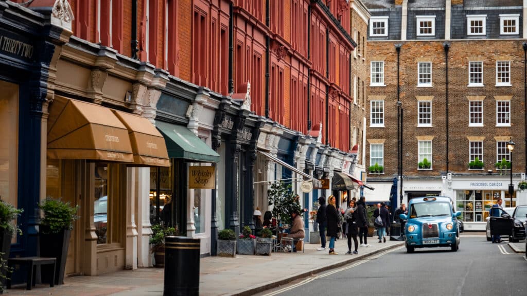 Chiltern Street, an attractive upmarket shopping street near Baker Street in Marylebone district of London's West End