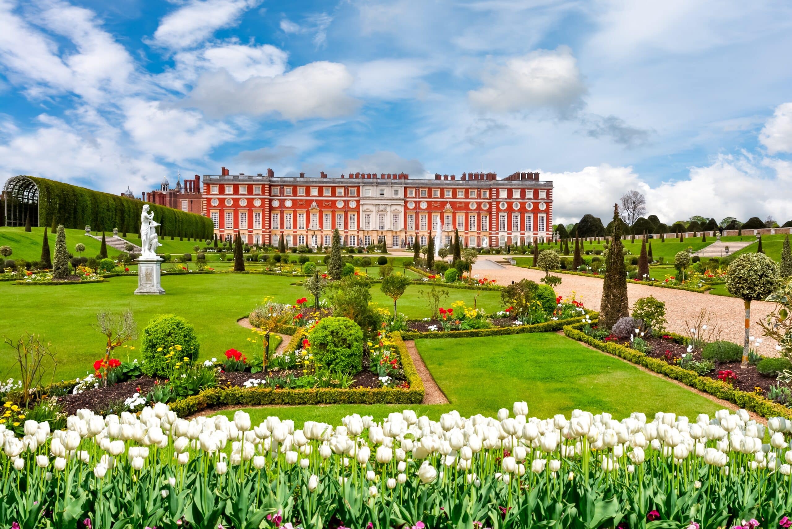 Hampton Court palace and gardens in London