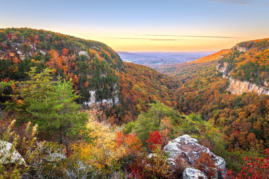 Cloudland Canyon, Georgia, USA autumn landscape at dusk.