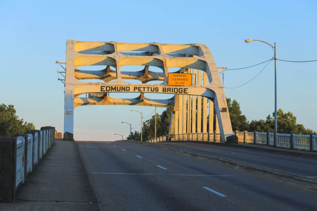 Edmund Pettus Bridge, site of the Bloody Sunday attack in 1965 Selma, Alabama, USA
