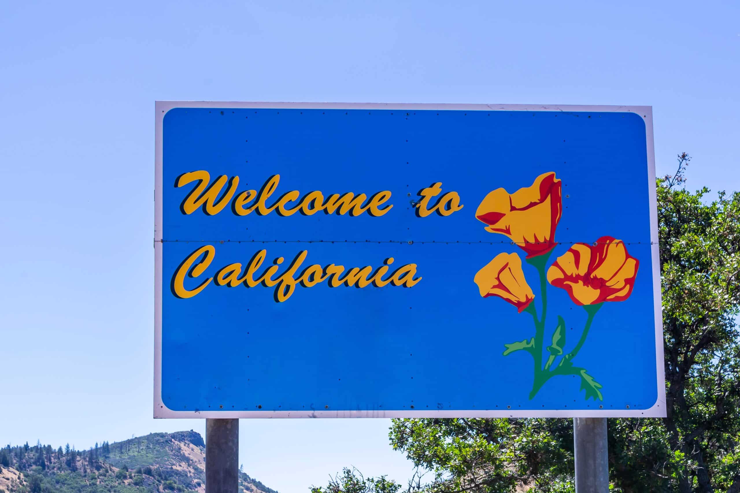 Hilt, California, USA: Welcome to California signboard