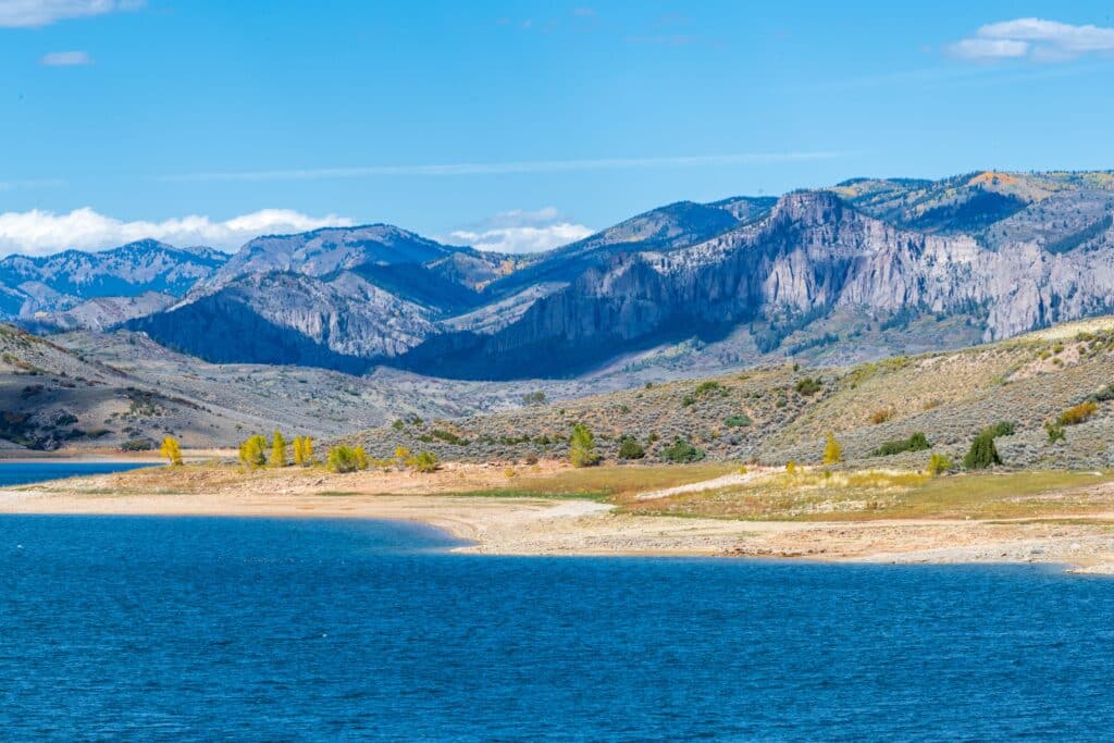 Crossing Blue mesa Reservoir in the fall.
