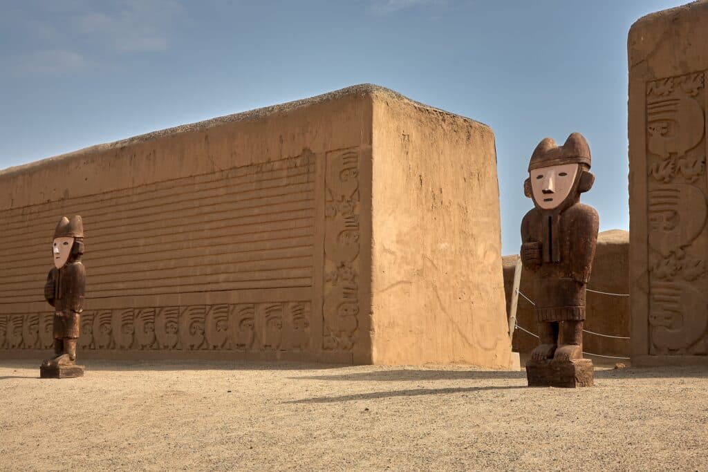 Echoes of an ancient civilization linger in the vast adobe walls of Chan Chan, the largest mud-brick city in the world. Once the heart of the Chimú Empire, this is a UNESCO World Heritage site.