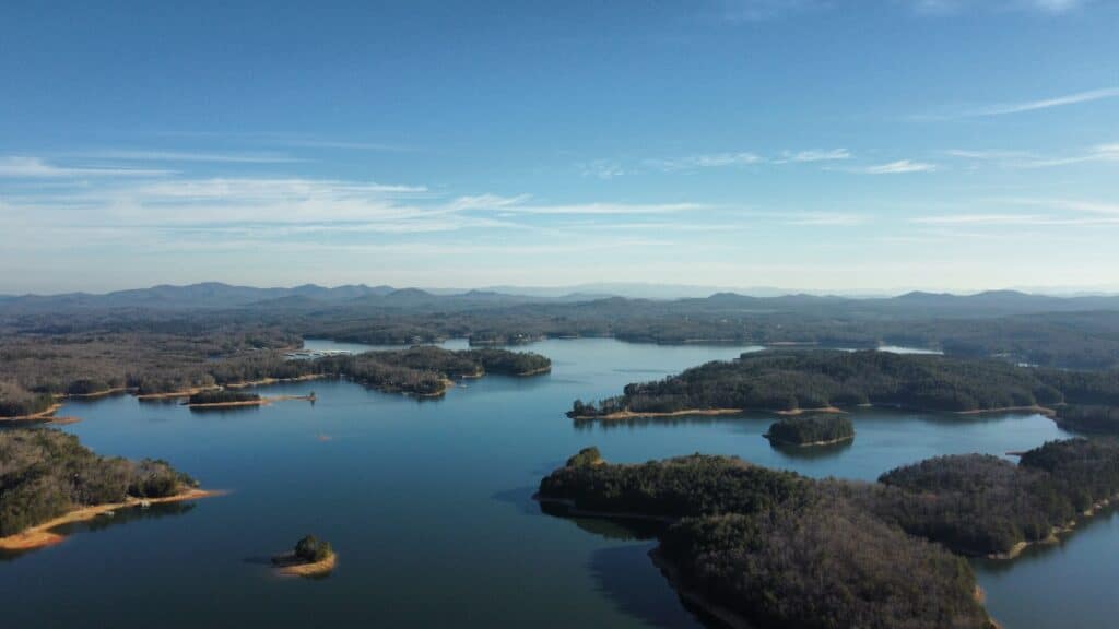 Blue Ridge Lake in Georgia aerial shot.