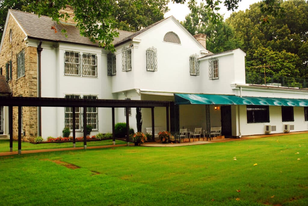The backyard of Graceland, offers a different perspective of Elvis Presley's home, in Memphis, Tennessee
