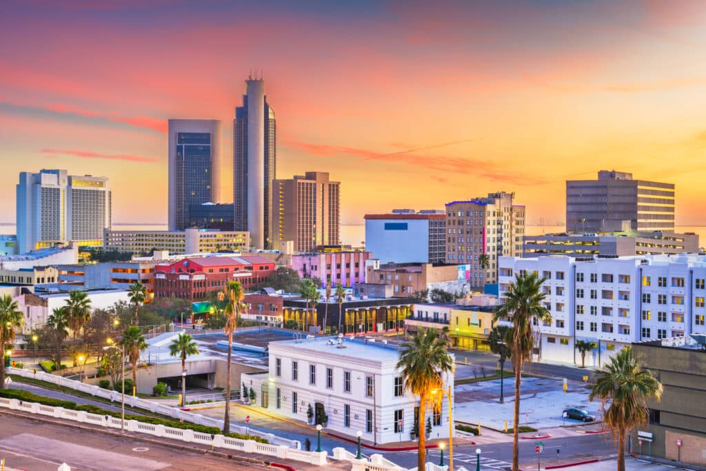 Corpus Christi, Texas, USA Skyline at dusk.