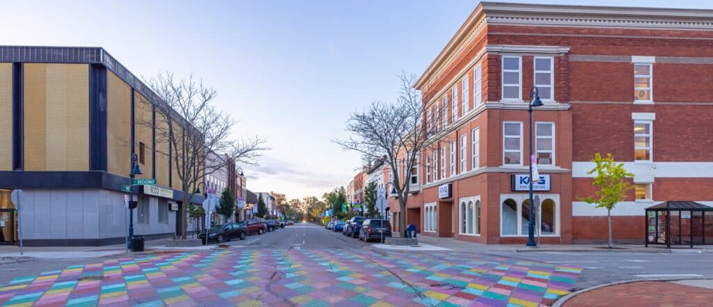 Mount Pleasant, Michigan, USA: The business district on Main Street