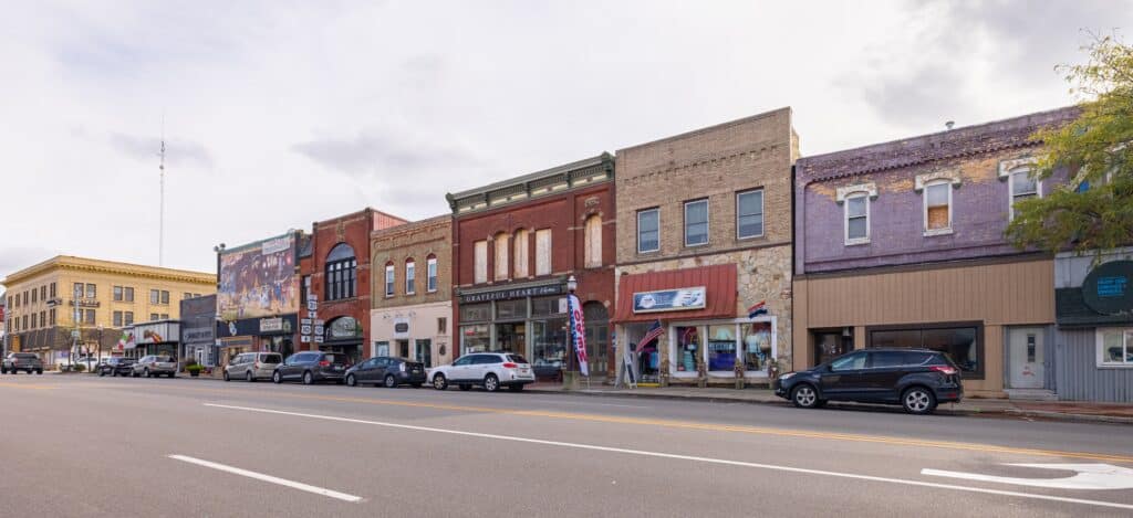 The business district on Ludington Avenue