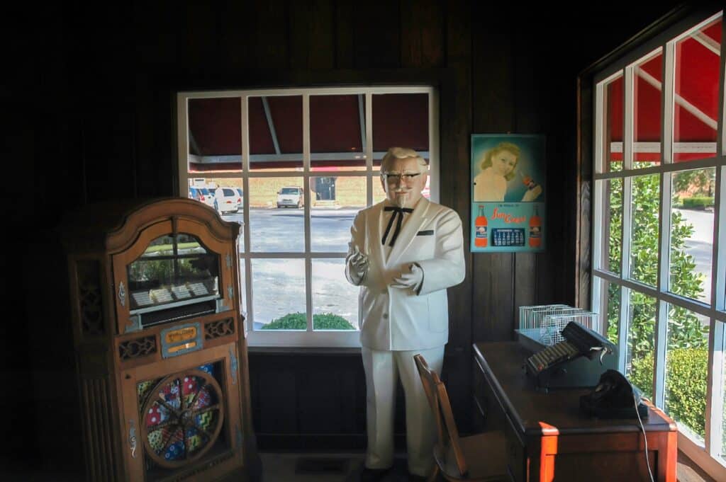 North Corbin, KY, USA: A statue of Harlan Sanders stands inside the Harlan Sanders Café and Museum in North Corbin, KY.