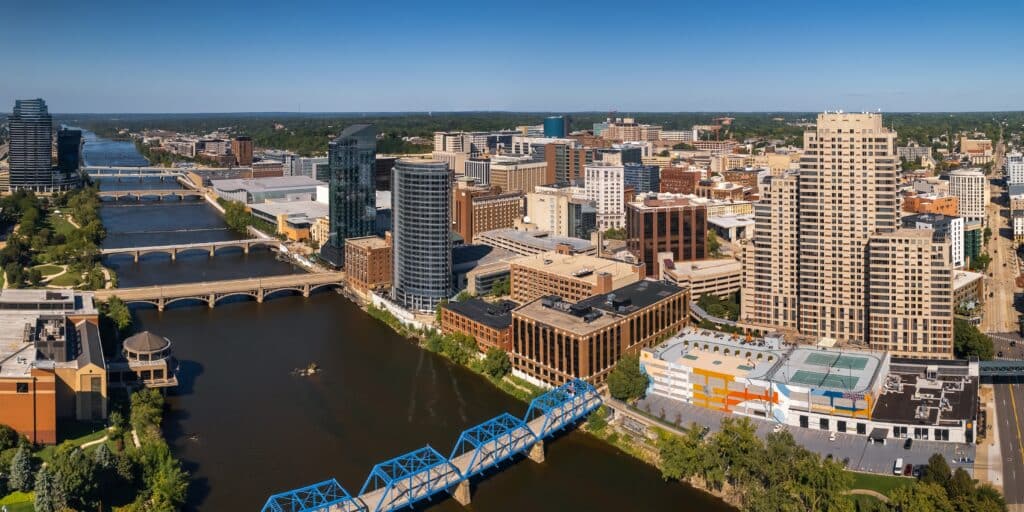 Downtown Grand Rapids is second largest metropolitan area in entire Michigan state.