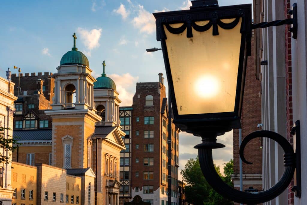 Street lamp and city detail, Paducah Kentucky