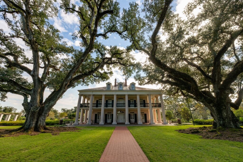 Oak Alley Plantation is a historic plantation located on the west bank of the Mississippi River, in the community of Vacherie, St. James Parish, Louisiana, US.