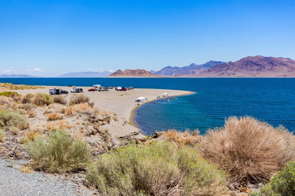 Summer activity on the Pyramid Lake in Nevada
