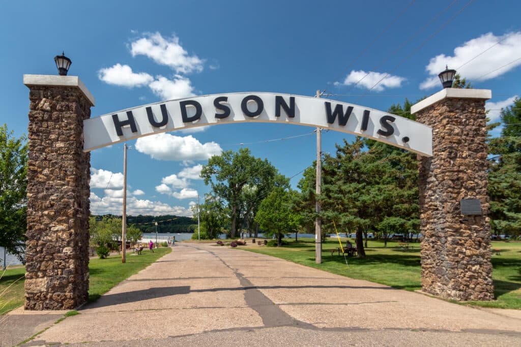 Entrance to Lakefront Park in Hudson, Wisconsin, USA