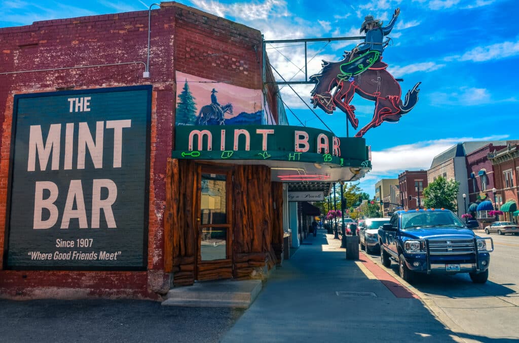 Sheridan, WY / USA: Wyoming's legendary meeting place, the Mint Bar is Sheridan's oldest bar and the best place to order a ditch, straight up whiskey and water.