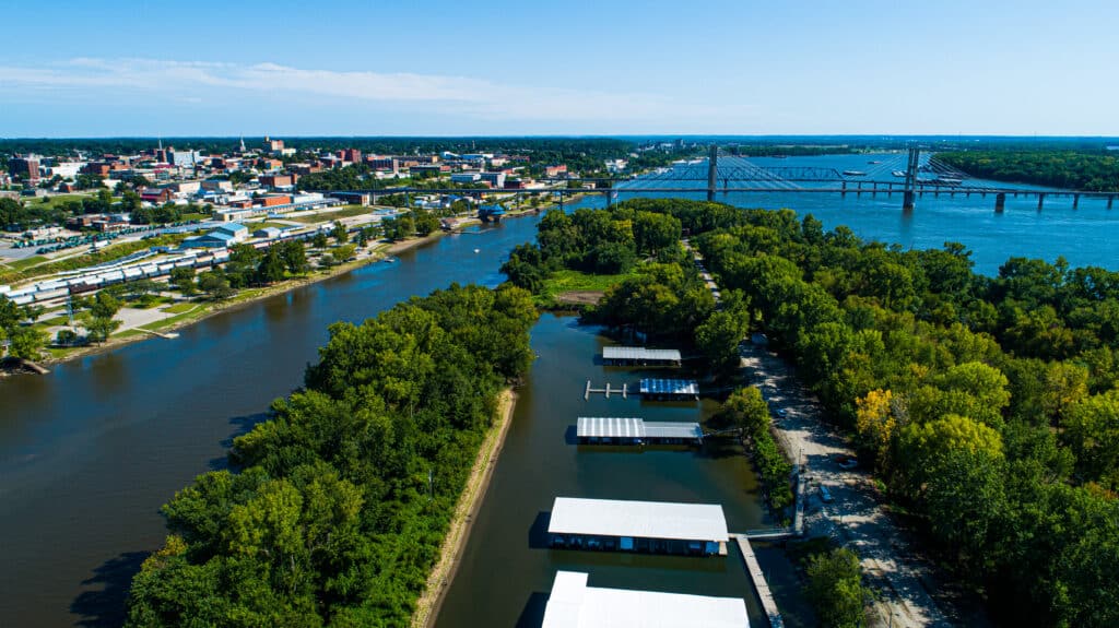 Mississippi River Aerial Views Quincy Illinois