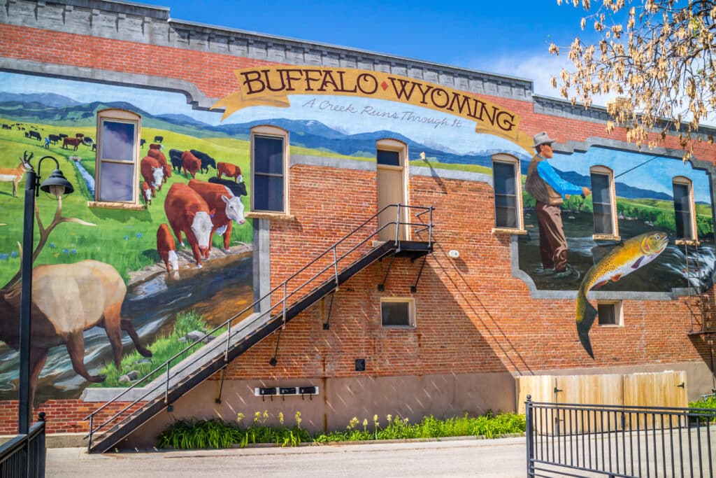 Buffalo, WY, USA: A welcoming signboard at the beautiful city of Buffalo