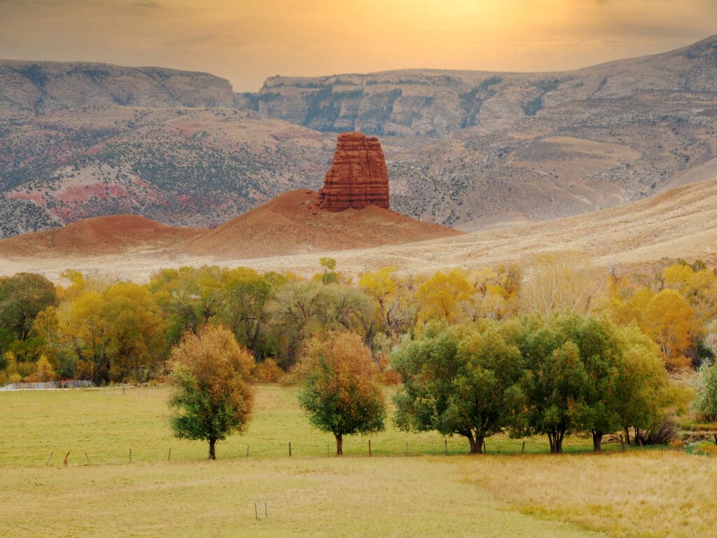 beautiful autumn landscape near Cody, Wyoming, USA