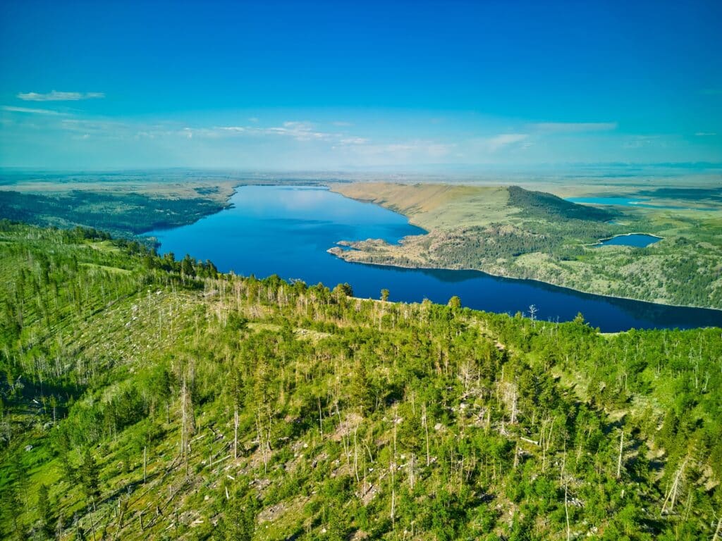 Aerial view of Fremont Lake just outside of Pinedale Wyoming.