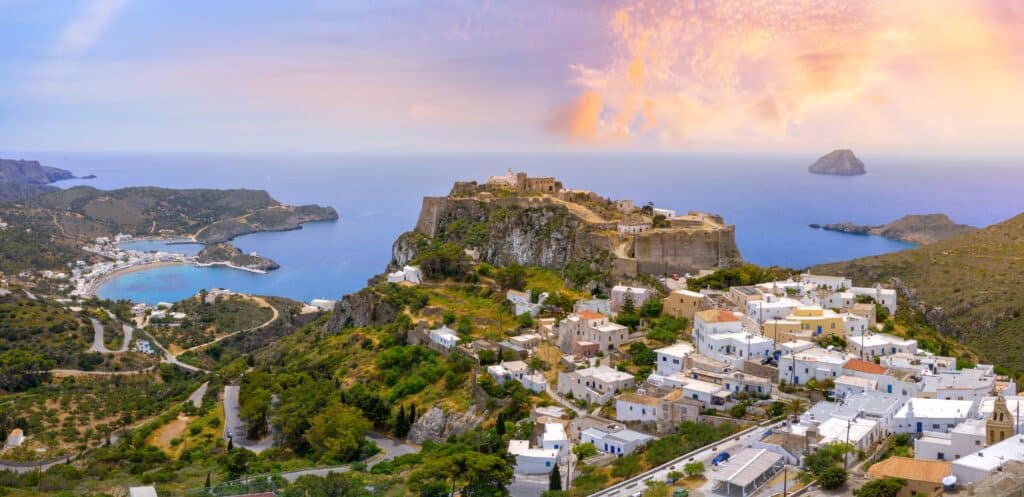 Chora and the castle on Kythera island, Greece