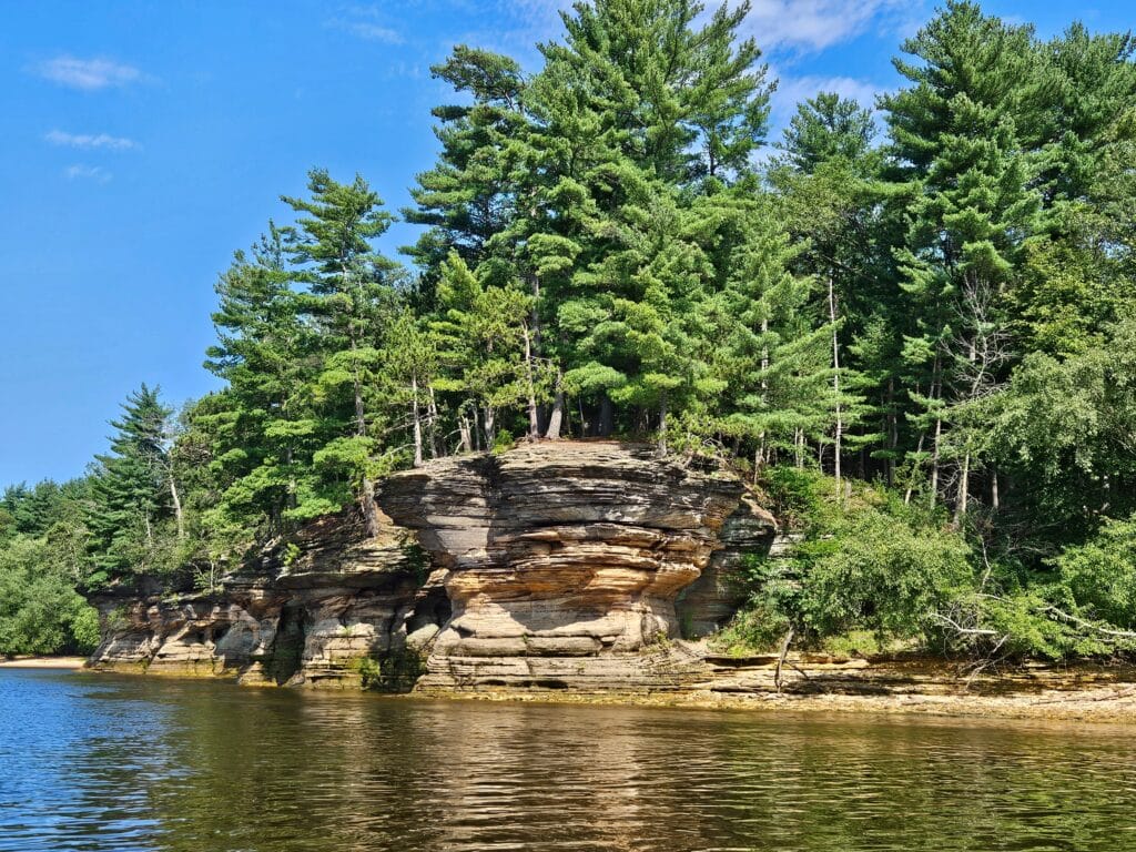 Sandstone Cliffs on Shore of Wisconsin Dells