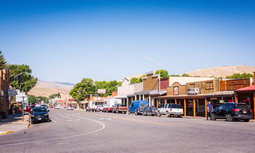 Main street in the western town of Dubois Wyoming