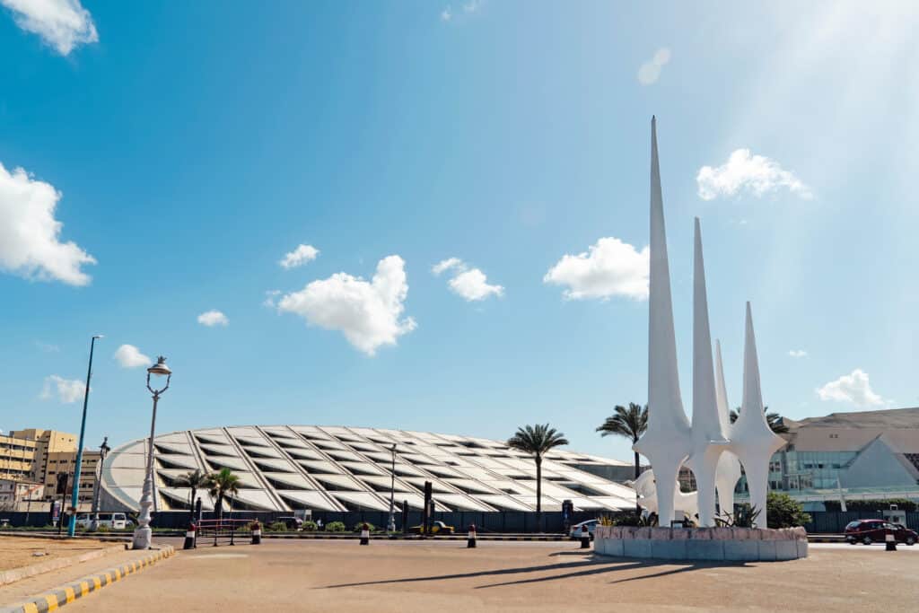 Alexandria. Egypt.: The library of Alexandria, one of the famous library in the world. It was built on the same place as the original which was burnt in Julius Caesar period.