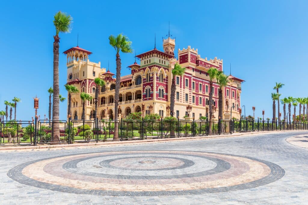 Montaza Palace full view, famous architectural complex of Alexandria, Egypt