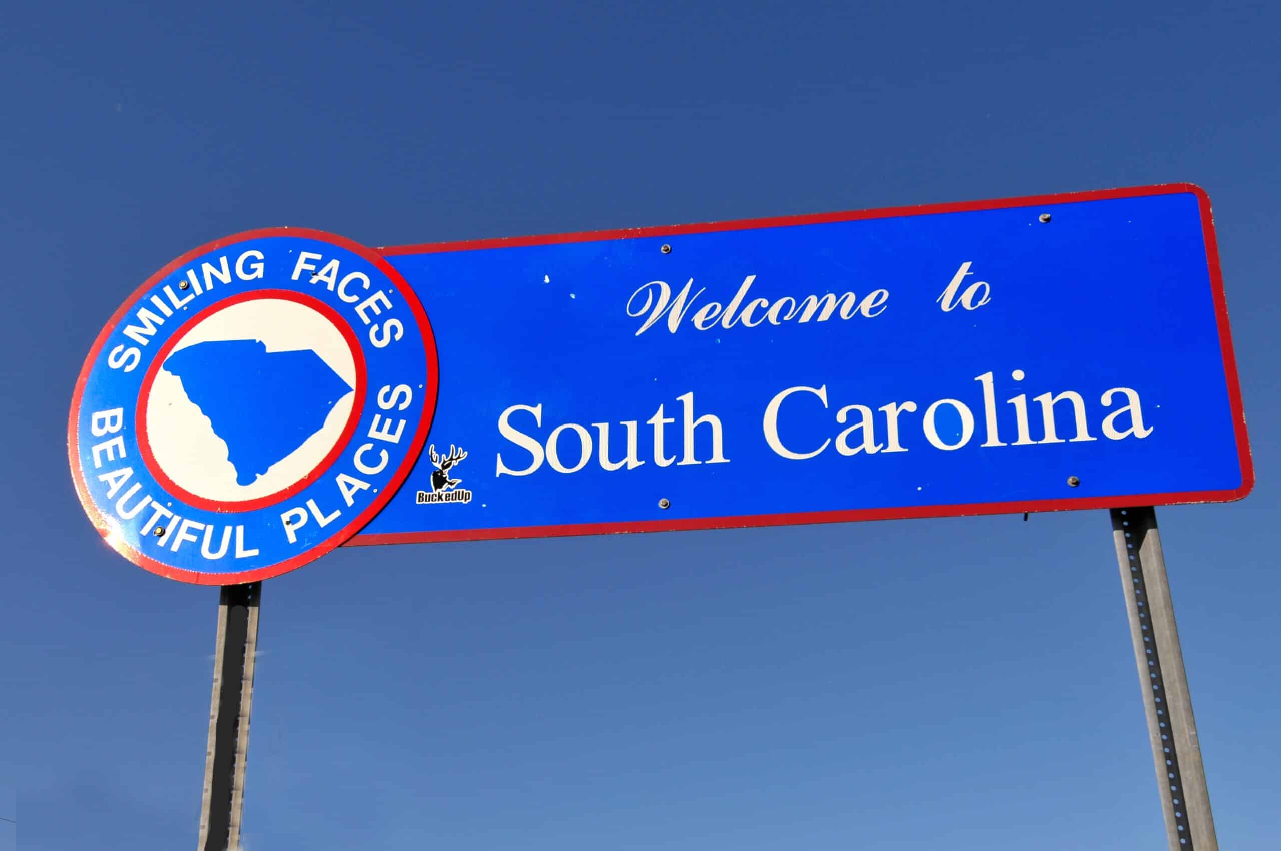 Welcome to the state South Carolina highway sign USA