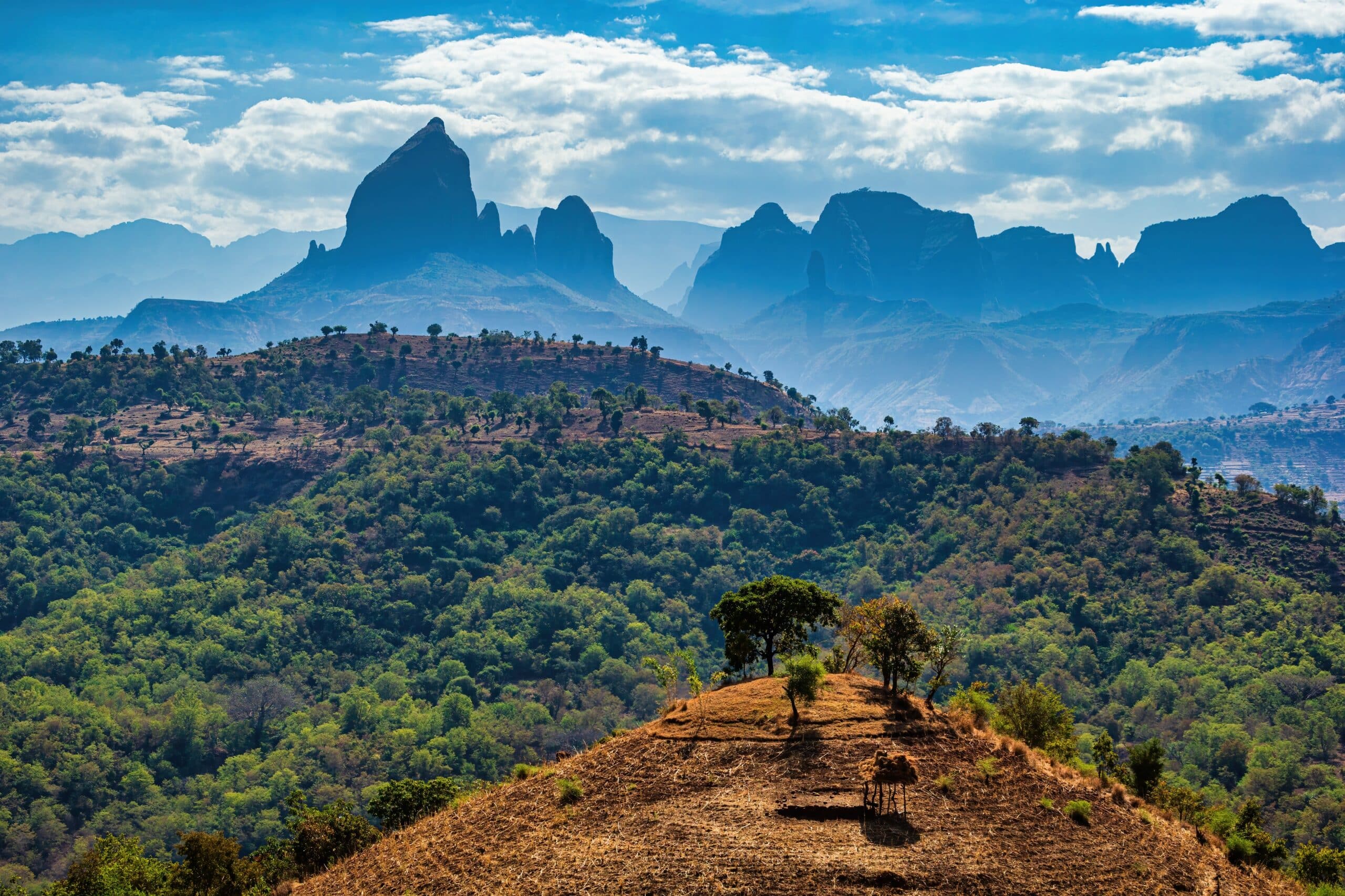 Amazing panorama of the Simien Mountains National Park in Ethiopia, Africa