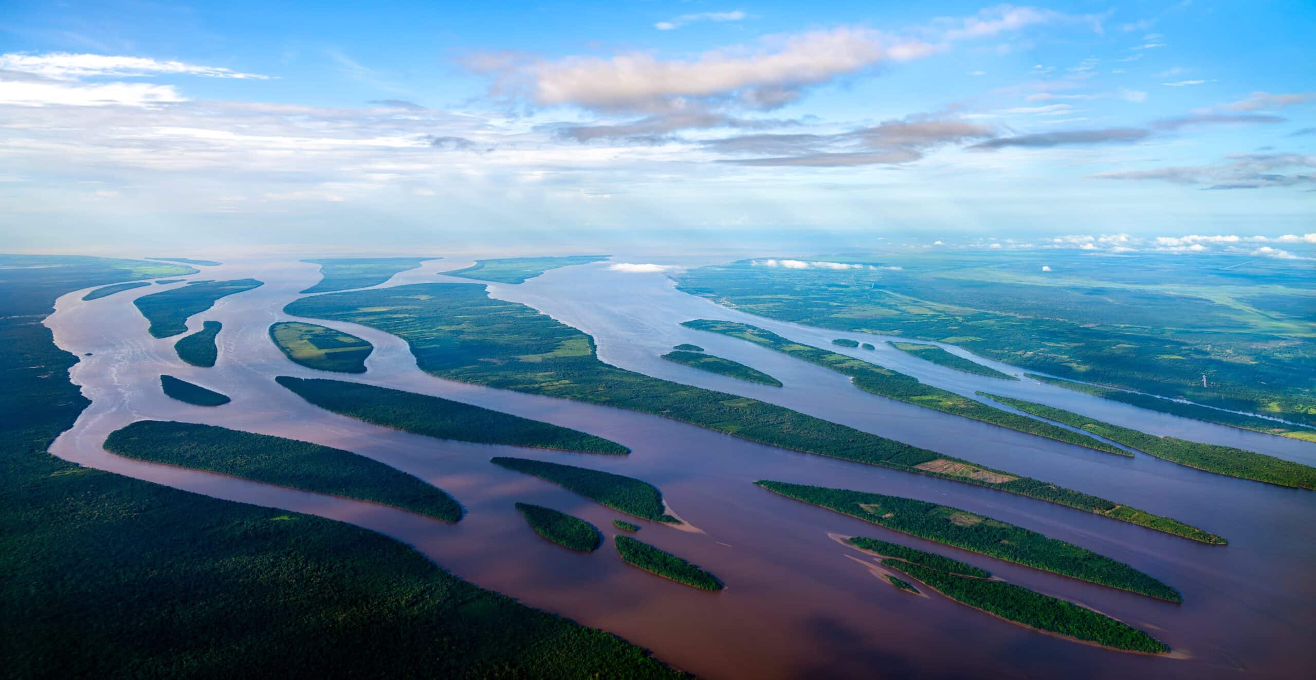 Majestic Delta of the Essequibo River Flowing into the Atlantic Ocean - Guyana, South America