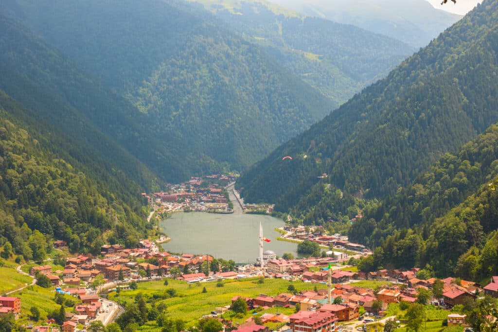 Uzungol in Trabzon Turkey. Uzungol town