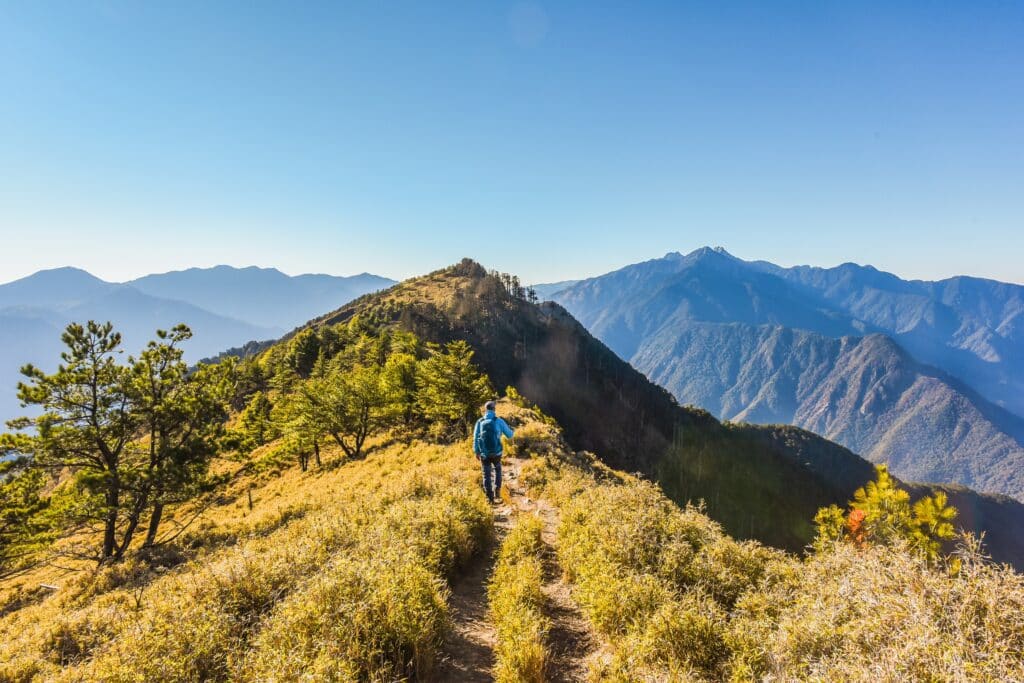 Landscape View of Yushan Peaks And Alishan Mountain Range From Jyunda Mountain Trails, Nantou, Taiwan