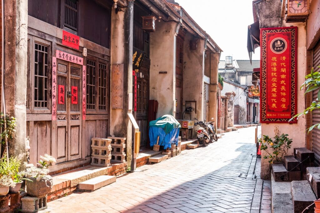 Changhua, Taiwan: Building view of Lukang old street in Changhua, Taiwan. The architectural features of the Qing Dynasty are preserved here.