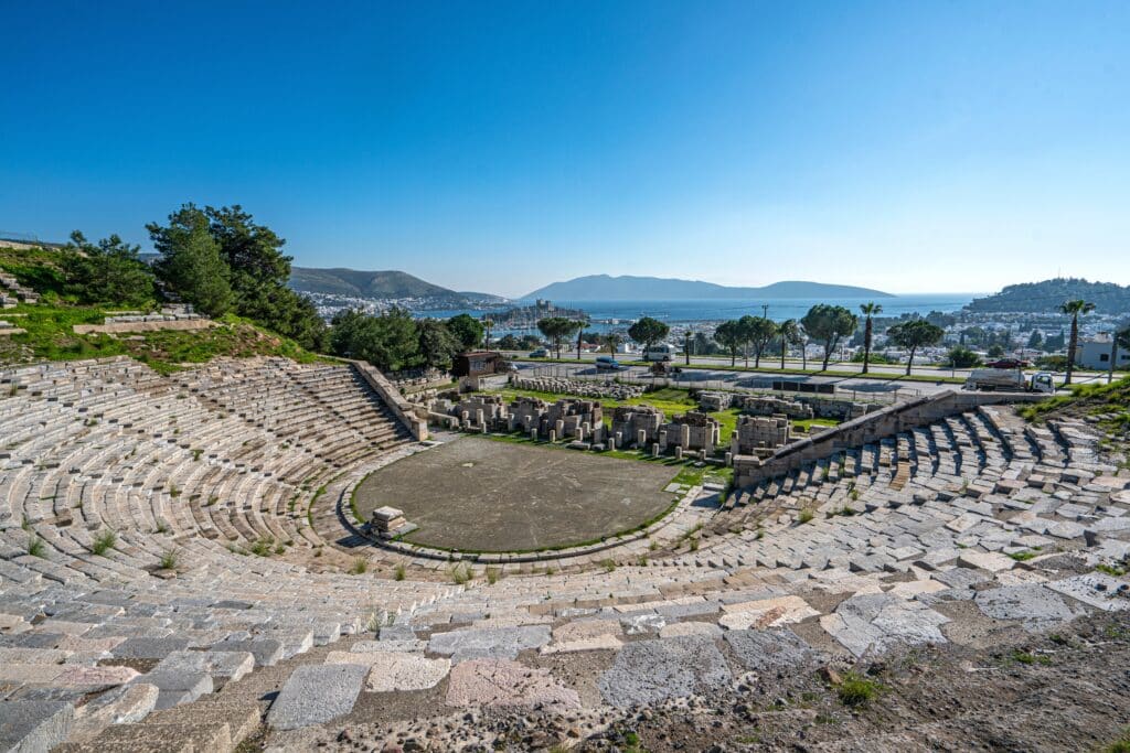 The scenic views of the Theatre at Halicarnassus is attributed to the reign of the Carian Satrap Mausolos, currently the Antique Theatre is being used to host cultural events in Bodrum.