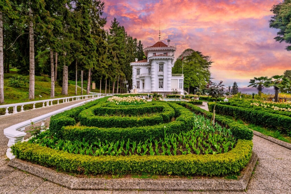 The Ataturk Pavilion and garden view in Trabzon City of Turkey