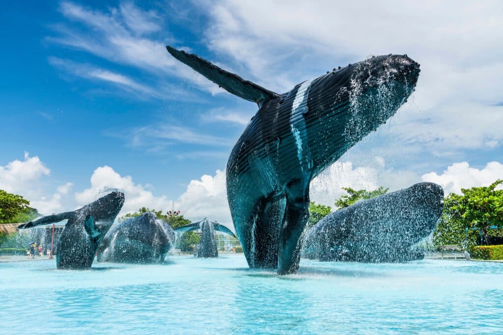 View of the Whale Water Square at the National Museum of Marine Biology and Aquarium in Kenting National Park of Pingtung, Taiwan