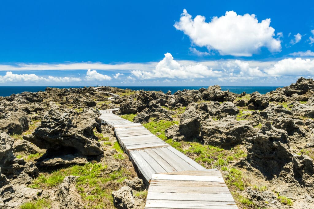 Beautiful natural landscape coast rocks and sky in kenting