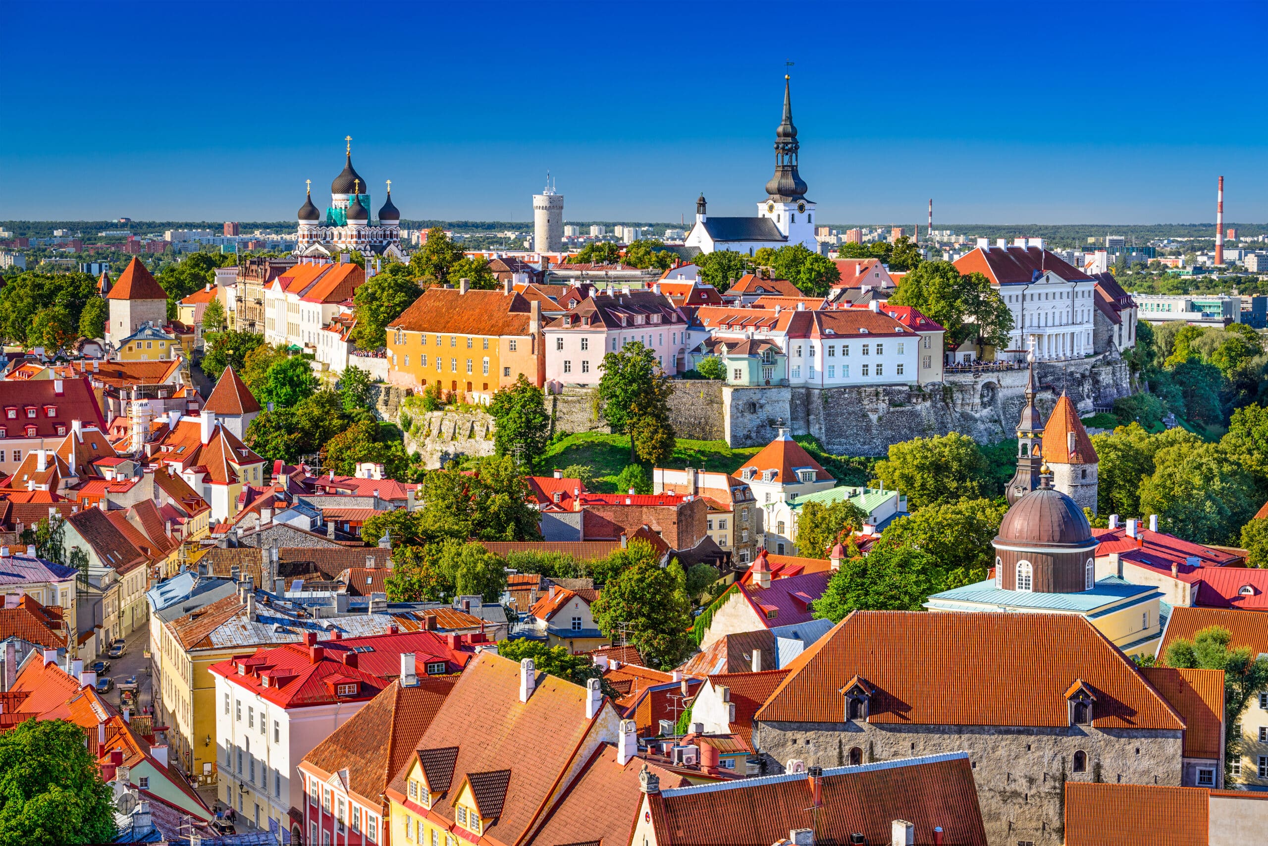 Tallinn, Estonia, old town skyline of Toompea Hill.